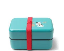 MIYA Company Bento Box Fortune Cat Teal Blue New