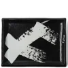 MIYA Company Black & White Brush Rectangle Platter Clearance