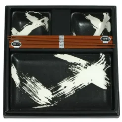 MIYA Company Black Brush Stroke Sushi Set Discount