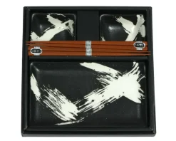 MIYA Company Black Brush Stroke Sushi Set Discount