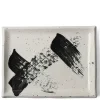 MIYA Company Black White Brush Rectangle Platter Hot