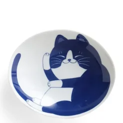 MIYA Company Blue Cats 7.5" Oval Bowl