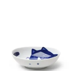 MIYA Company Blue Cats 5" X 3.75" Oval Bowl