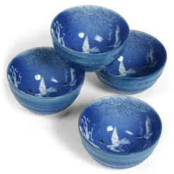 MIYA Company Blue Cranes 5.25" Bowl Set Discount
