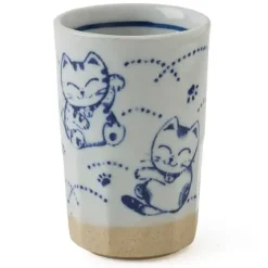 MIYA Company Blue Fortune Cat Cup 9 Oz Sale