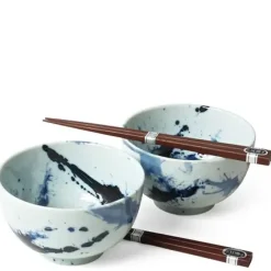 MIYA Company Blue Sumi 5" Bowl For Two Set Clearance