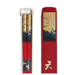MIYA Company Cranes Chopsticks With Case - Red Hot