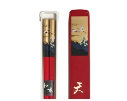 MIYA Company Cranes Chopsticks With Case - Red Hot