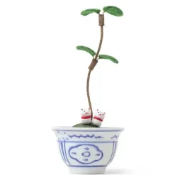 MIYA Company Figurine Potted Plant Fortune Cats New