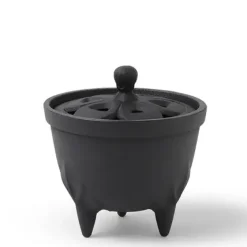 MIYA Company Incense Holder Cast Iron Black Flower Petal New