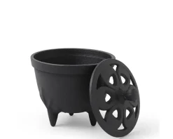 MIYA Company Incense Holder Cast Iron Black Flower Petal New