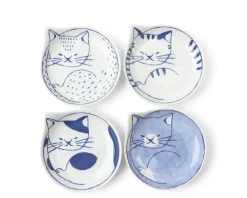 MIYA Company Nekotori Cat Plate 4.25" Set/4