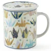 MIYA Company Origami Cranes 8 Oz. Lidded Mug - Blue Best