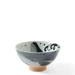 MIYA Company Rice Bowl Blue Whale Waves Hot