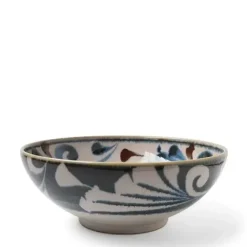 MIYA Company Rustic Blue Vines 8.5" Shallow Bowl Online