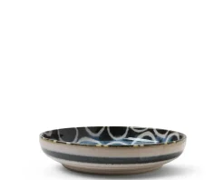 MIYA Company Rustic White Circles 7.75" Shallow Bowl Hot