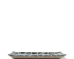 MIYA Company Rustic White Circles Rectangle Plate Clearance