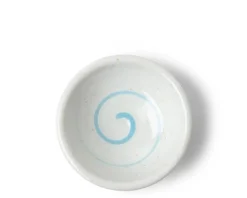 MIYA Company Sauce Dish Chinmi White + Blue Swirl Outlet