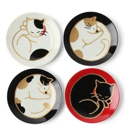 MIYA Company Sleepy Cat 3.5" Mini Plate Set/4 Sale