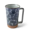 MIYA Company Tall Mug Blue Flowers 12 Oz. Hot