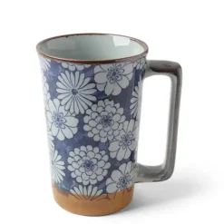 MIYA Company Tall Mug Blue Mums 12 Oz. Best