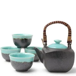 MIYA Company Tea Set Turquoise Sky Square Discount