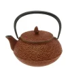 MIYA Company Teapot Cast Iron Gold Cranberry Pine Needles New