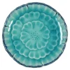 MIYA Company Turquoise Blue Flower 4.75" Plate Hot